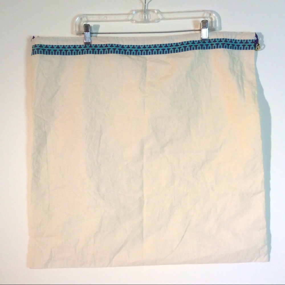 Tory Burch Large Drawstring Bag Cream Stripe Charm